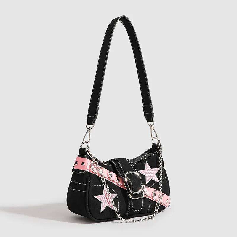 Trendy French Style Spunky Chain Star Armpit Retro Millennium Dark Lady Shoulder Bag Crossbody Bags for Women Handbag Z260207