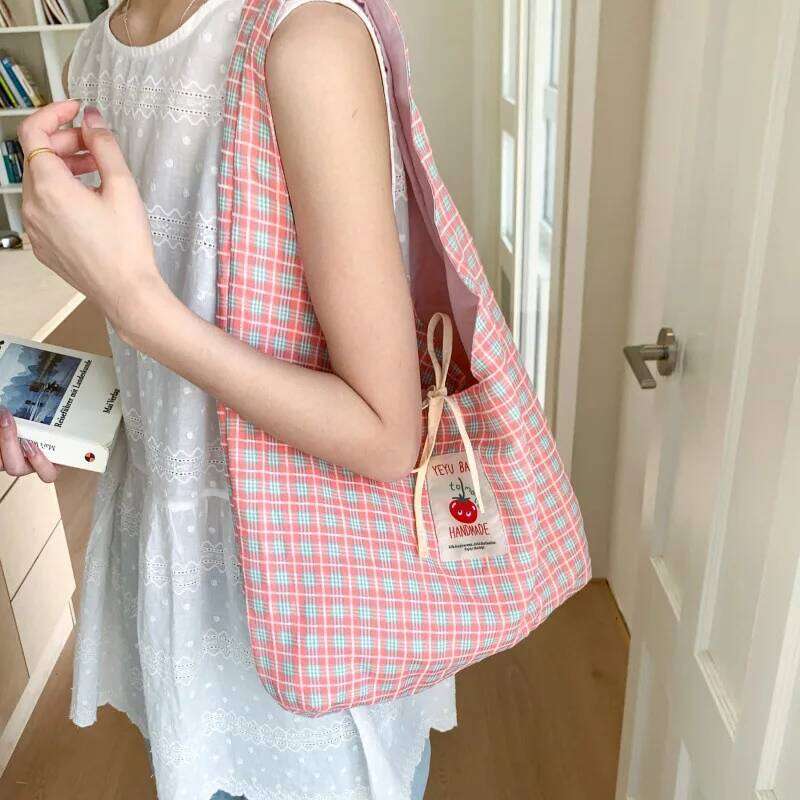 Cartoon Tomato Standard Plaid Vest Large-Capacity Student Class Double-sided Backpack Fashionable Versatile Shoulder Bag Z260207 - view 3