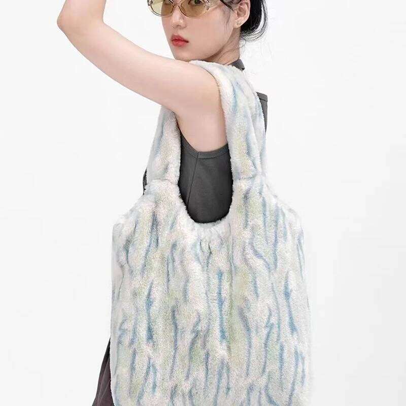 Large Capacity Handbag Women's Plush Shoulder Shopper Tote Bags Girls Ladies Bookbag Purse Z260207 - view 4