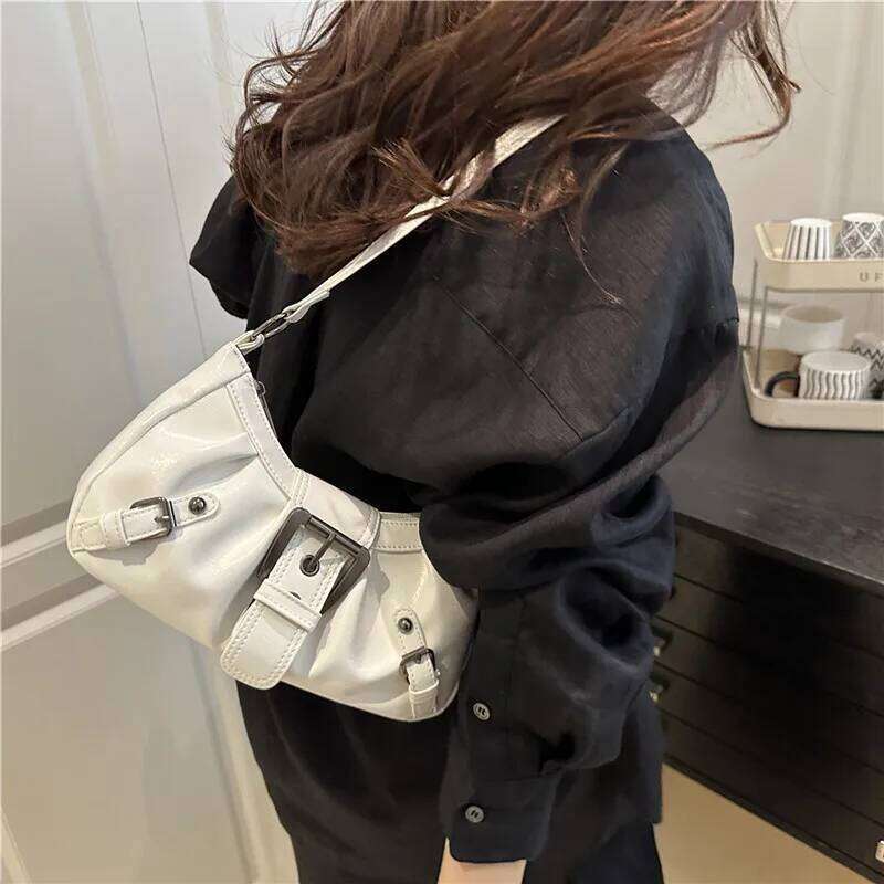 Casual Y2k Style Underarm Bags for Women Trendy Belt Rivet Design Cool Hot Girls Shoulder Bag Solid Color Ladies Handbags Purse Z260207 - view 4