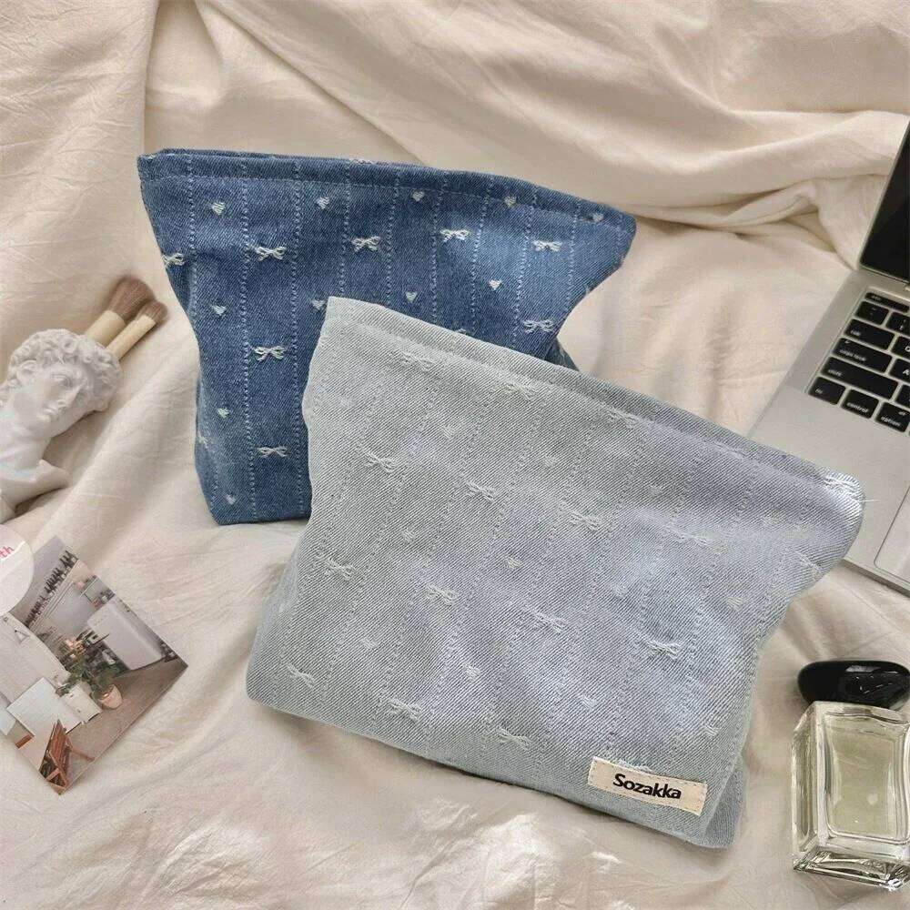 Korean Style Large bow stars print make up Zipper case Skin Care Products Cosmetics Storage Bags Travel Makeup Bag Y260206