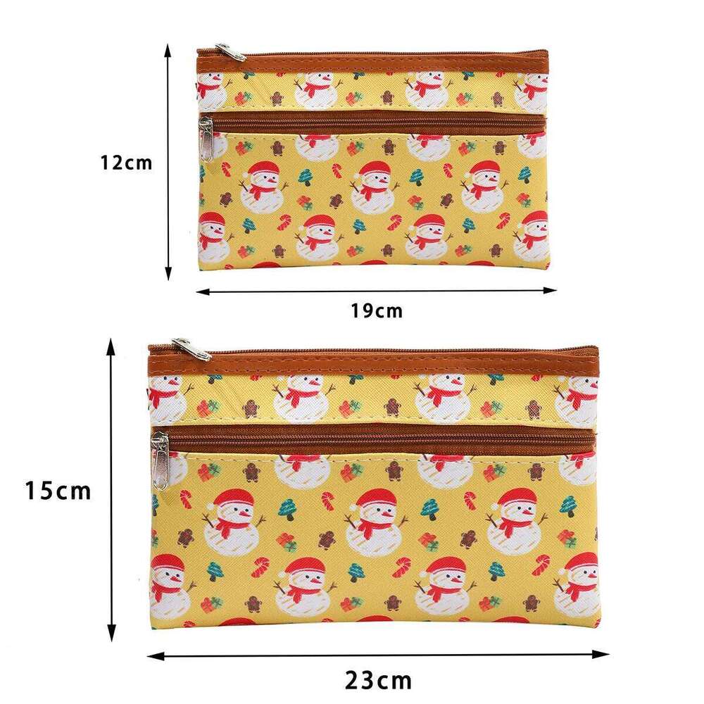 Large Korean style zipper PU makeup bag Fashionable printed women's handbag Portable key waterproof coin purse Y260206