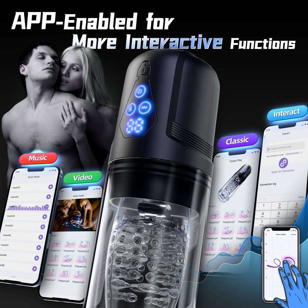Upgrade 3 in 1 Masturbator Sex Toy with App Control Realistic Blowjob Machine 9 Thrusting Rotating & Vibrating Male Stroker 26H0207