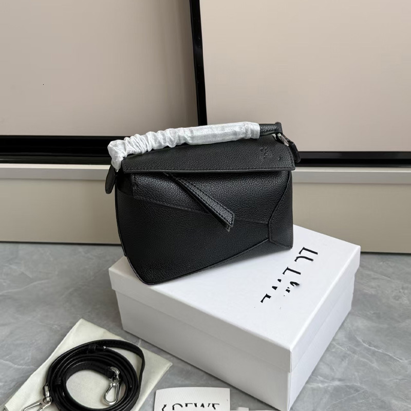 Designer bag new lychee pattern patch genuine leather geometric bag single shoulder strap women's oblique shoulder handbag luxury bag