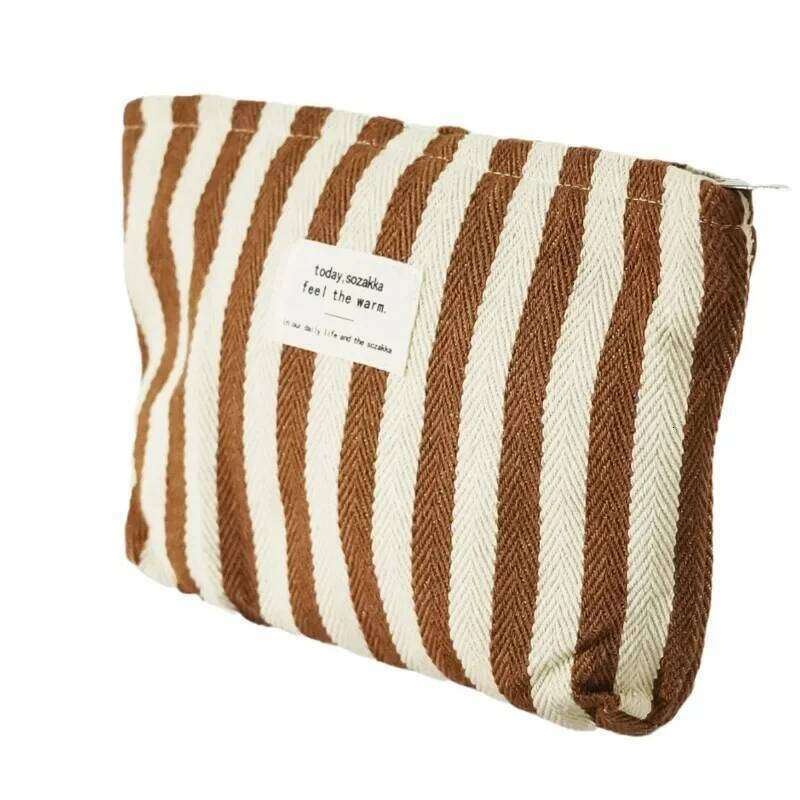 Women Waterproof Storage Vertical Stripe Cosmetic Bag Makeup Travelling Pouch For Ladies Pencil Case Y260206