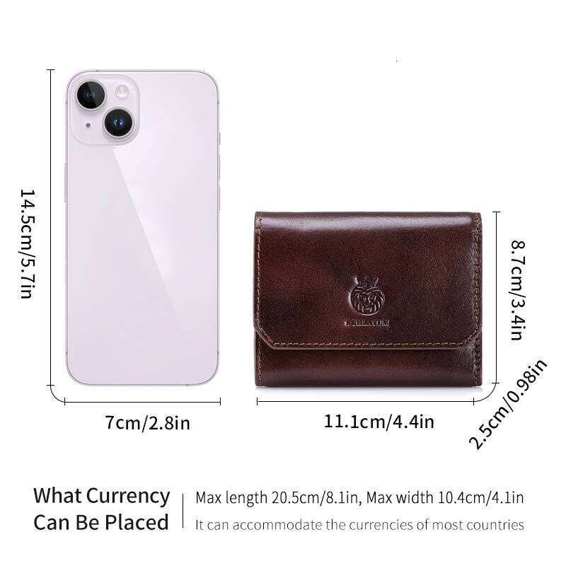 Genuine Leather Wallet for Men Minimalist Tri-Fold Purse with RFID Protection Zipper Coin Pocket Credit Card Slots Y260206