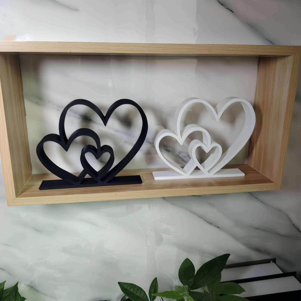 1Pcs Heart-To-Heart Statue, Simple Black and White Design, Love-Themed Ornament, Bookshelf Decorative Sculpture, Desktop Decoration, Valentine's 