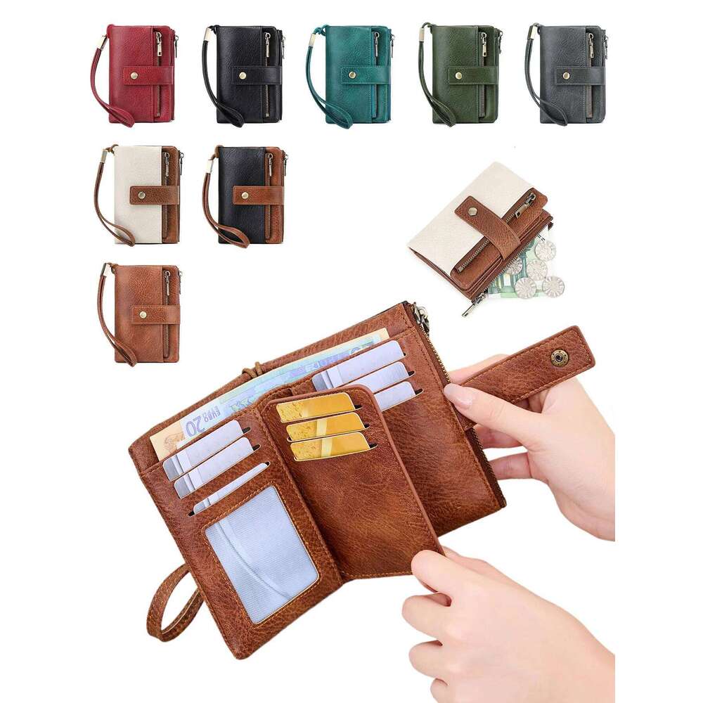 Women's Coin Purse RFID Anti theft brush Tri-Fold Large Capacity Short Wallet Minimalist ID Credit Card Holder Y260206