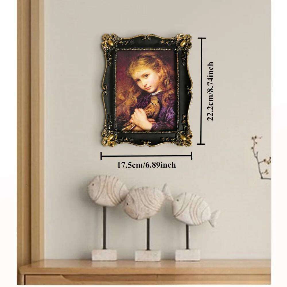 Luxury Antique Vintage Picture Black with Gold Trim - Horizontal Or Vertical Tabletop Wall Hanging Photo Display Frame S260205