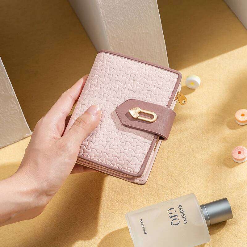 Short for women PU leather simple hundred fashion trend love hardware buckle zipper student folding purse Street small stu Y260206