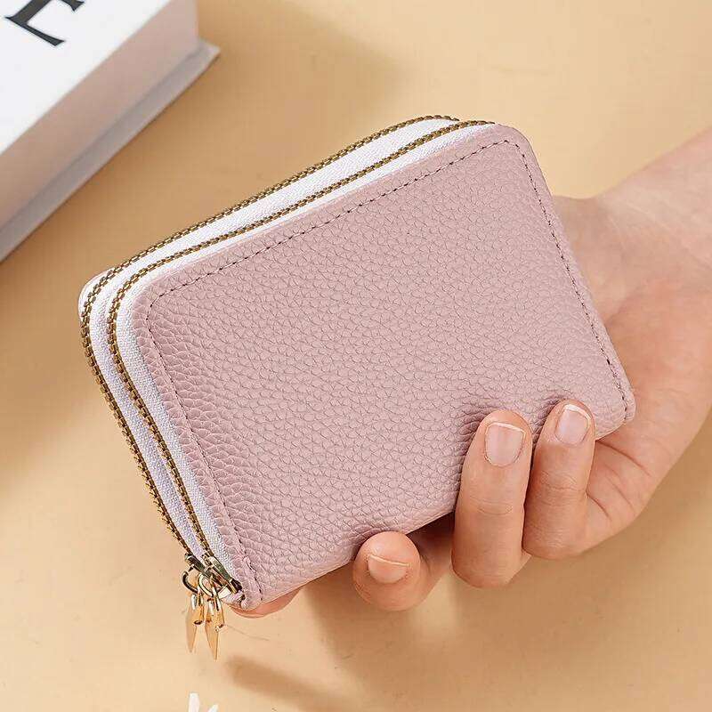 Stylish Women's Card Holder Wallet Double Layer Zipper, Multi-Function Compact Design for Cards & Cash, Small Portable Organizer Y260206