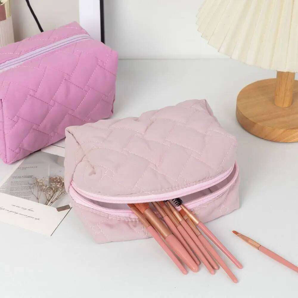High Appearance Large Capacity Cosmetics Storage Clutch Zipper Solid Color Makeup Bag Travel Organizer Wash Pouch Lipstick Y260206