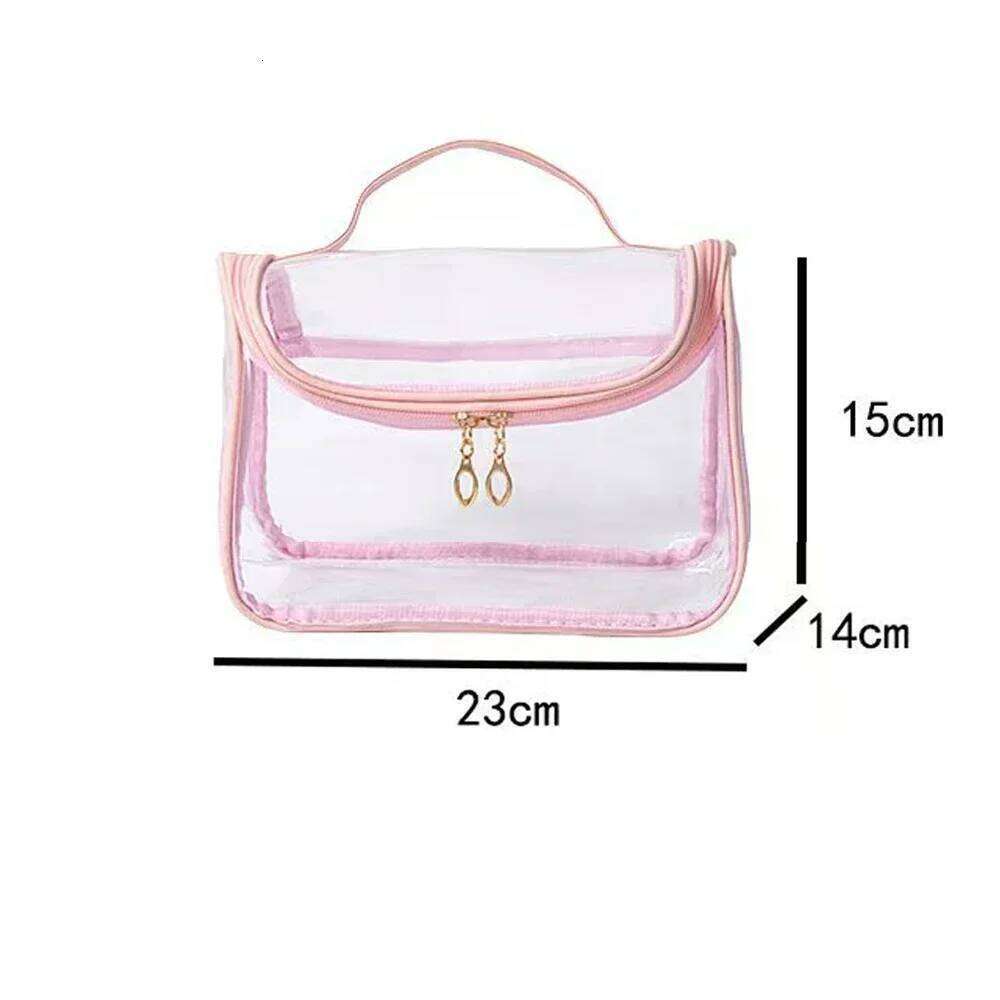 Clear Mesh Design Travel Bag Large Capacity Cosmetic Organizer with Handle Nylon Makeup Pouch Available Y260206