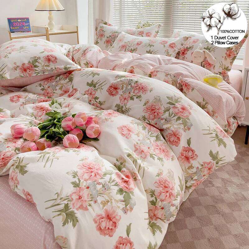 100% Cotton Bedding Duvet Set 1 Quilt Cover 2 Pillowcases No Sheet- Ultra Soft Breathable Hypoallergenic XJ260206