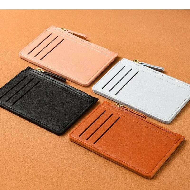 Credit Unisex Thin Multi Slot Cards Bag Zipper Purse Coin Pouch ID Card Holder Sleeve Badge Case Y260206