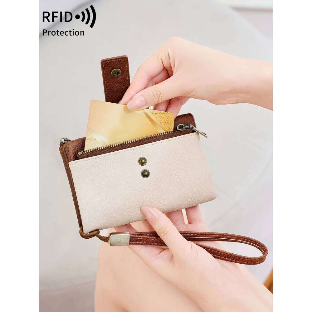 Women's Coin Purse RFID Anti theft brush Tri-Fold Large Capacity Short Wallet Minimalist ID Credit Card Holder Y260206