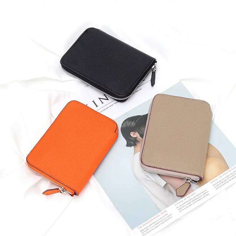 Brand Design Genuine Women's Top Layer Cowhide Leather Zipper Coin Wallet Multi Card Slots Fashion Short Purse Y260206