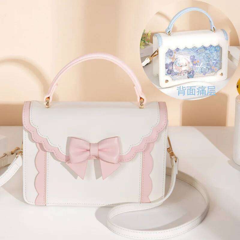 JIAERDI Lolita Bow Square Messenger Women Harajuku Handle Uniform Pink Hand Bag Female Sweeet Jk Crossbody Bags Aesthetic Y260205