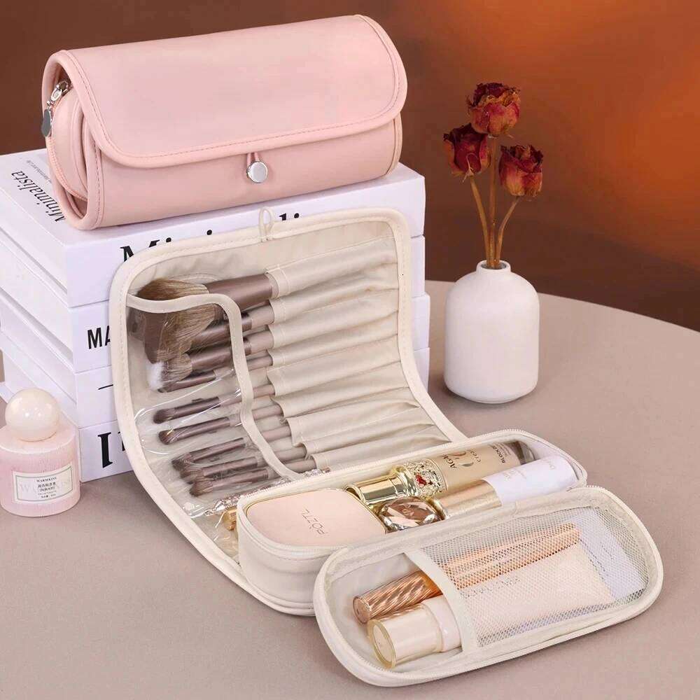 Travel Waterproof Makeup Brush Large Capacity Dust-proof Cosmetic Storage Detachable Folding Toiletries Bag for Women Y260206