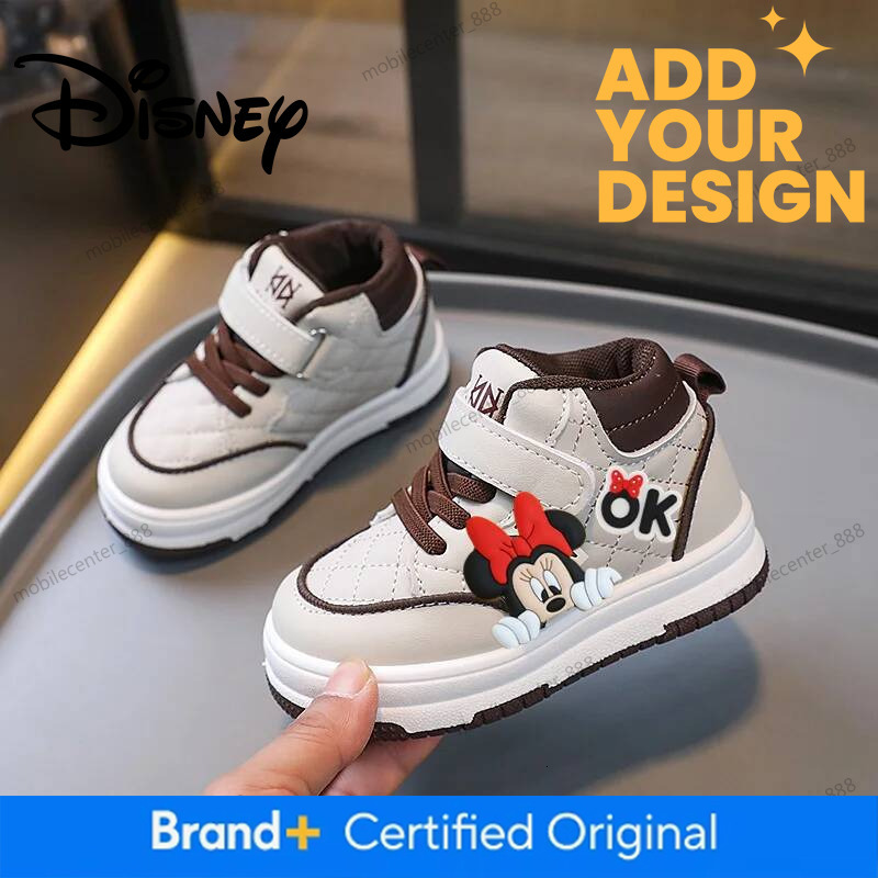 Mickey Mouse Leather Face Kid Board Shoes Baby Fashion Spring Autumn Disney Girl Casual Shoes Non-Slip Soft-Soled Toddler Shoes