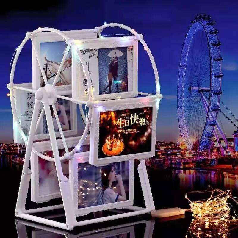 Acrylic Rotary picture frame DIY gifts Free print photos 6/12PCs ferris wheel table top photo shelf modern decor framed art S260205