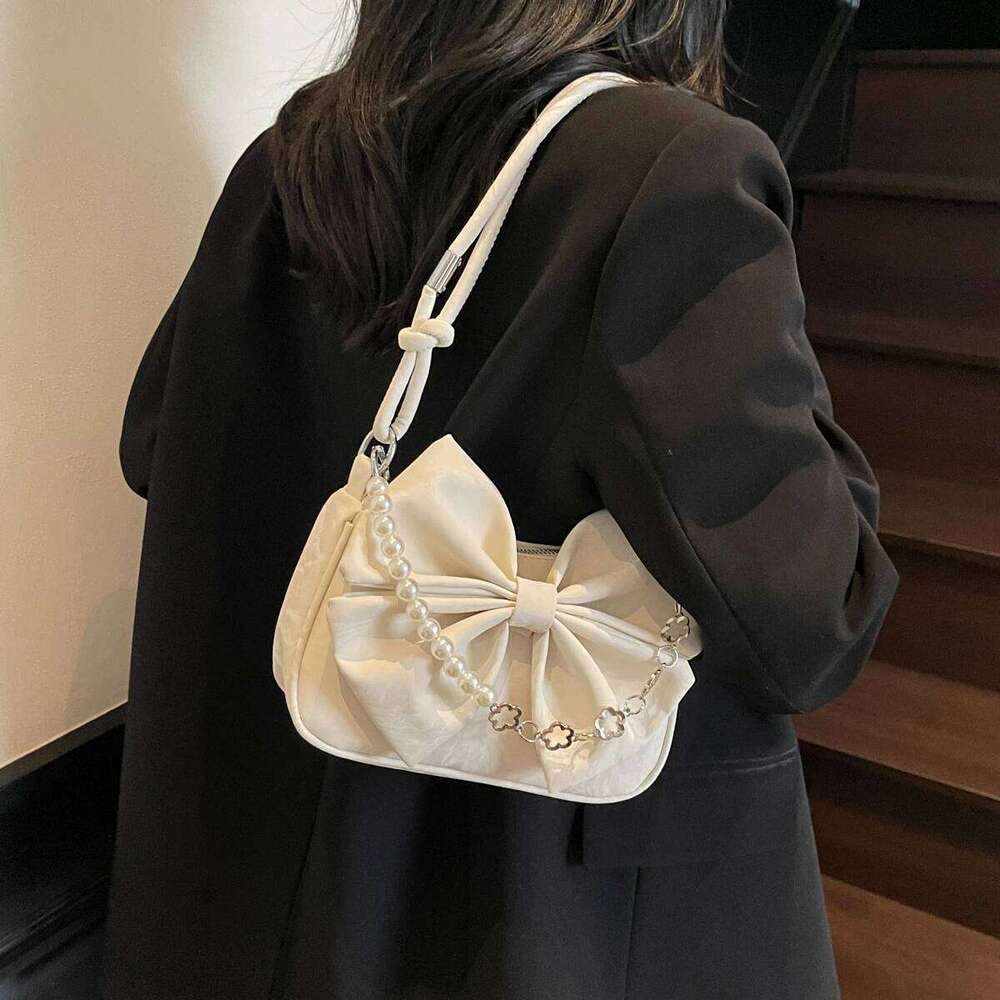 Fashion Versatile Women's Bow Love Trend Single Shoulder Crossbody Bag Simple Casual PU Leather Commuting Storage Bags Y260205