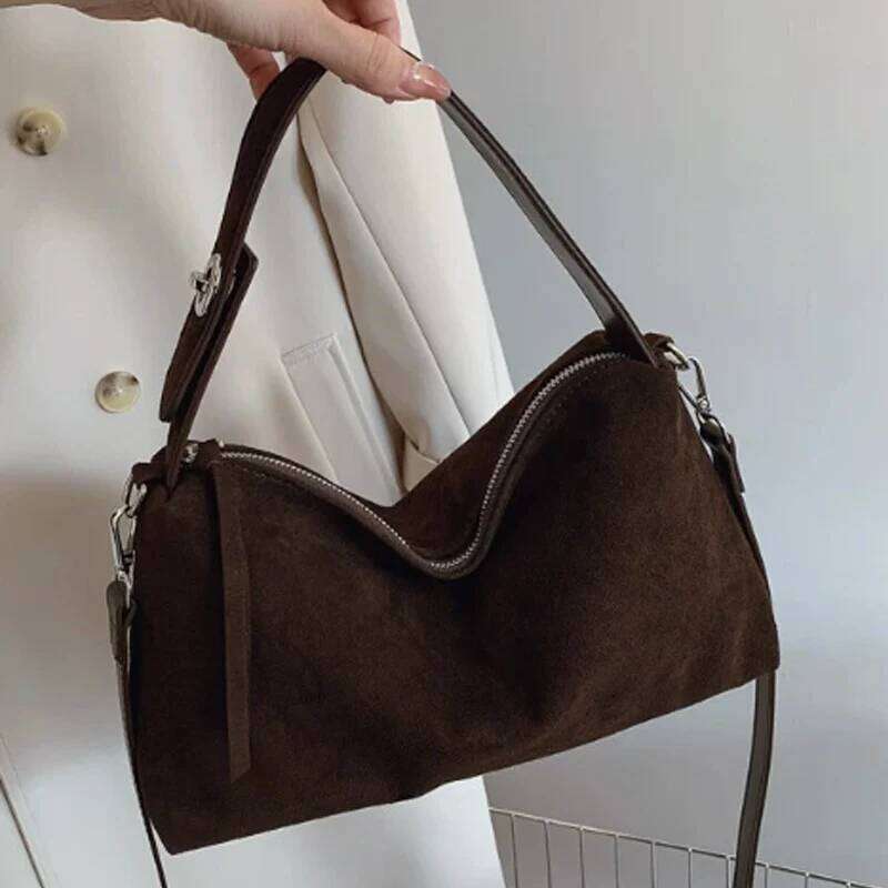 Fashion Women Handbag 2025 Autumn/Winter New Collection Suede Leather Crossbody Women's Simple Large Capacity Shoulder Bag Y260204