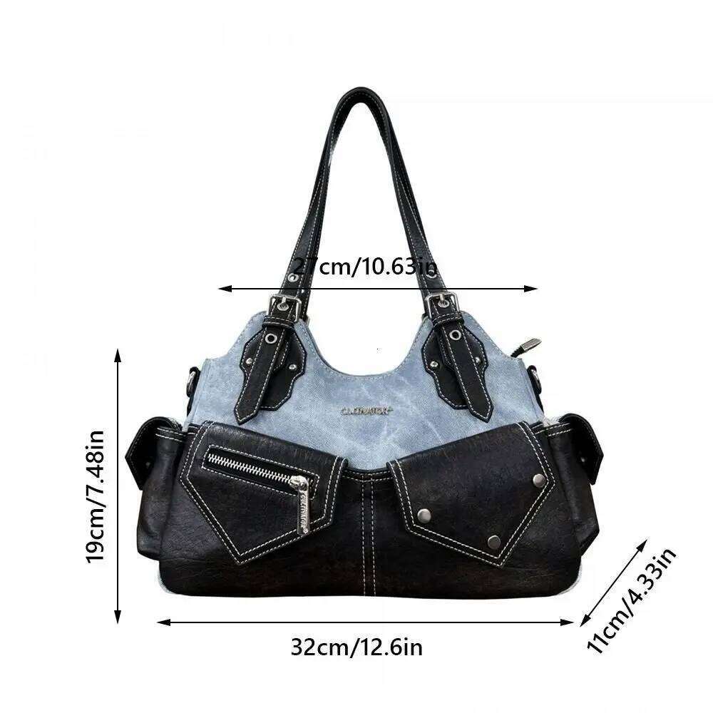 Women's Fashion PU Leather Shoulder Large Capacity Multifunctional Cowboy Backpack Crossed Color Y2K Flat Bag Street Style Z260207 - view 6
