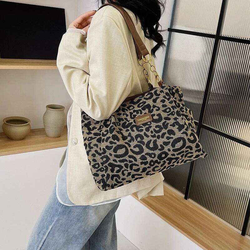 Best Selling Women's Retro Leopard Print Single Armpit Shoulder Large Capacity Tote Bag, Daily Handbag Women Shopping Y260205