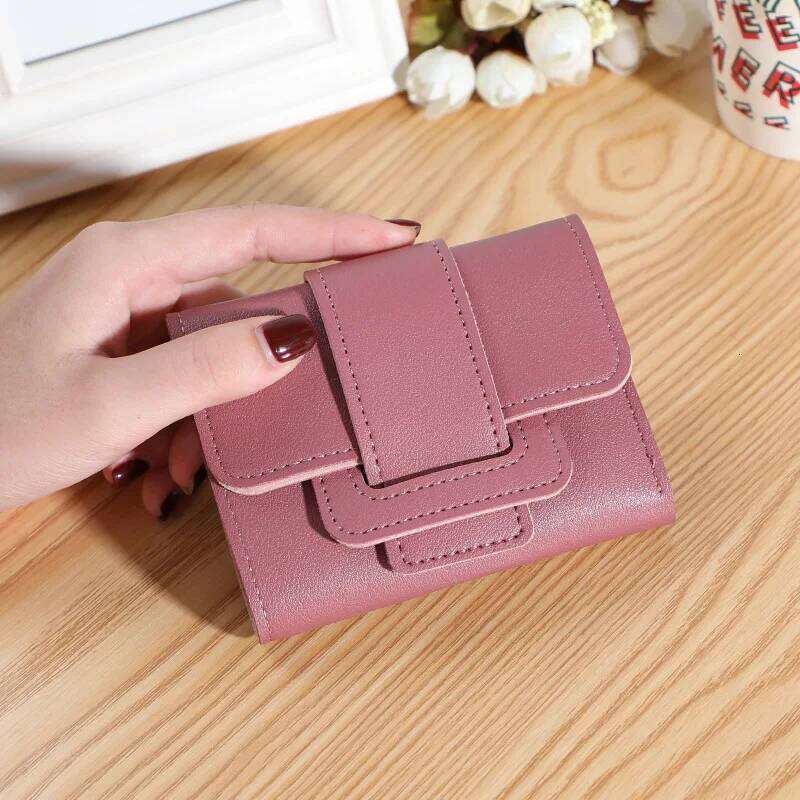 New Korean version of solid color belt ladies female coin purse clutch bag student short wallet Y260206