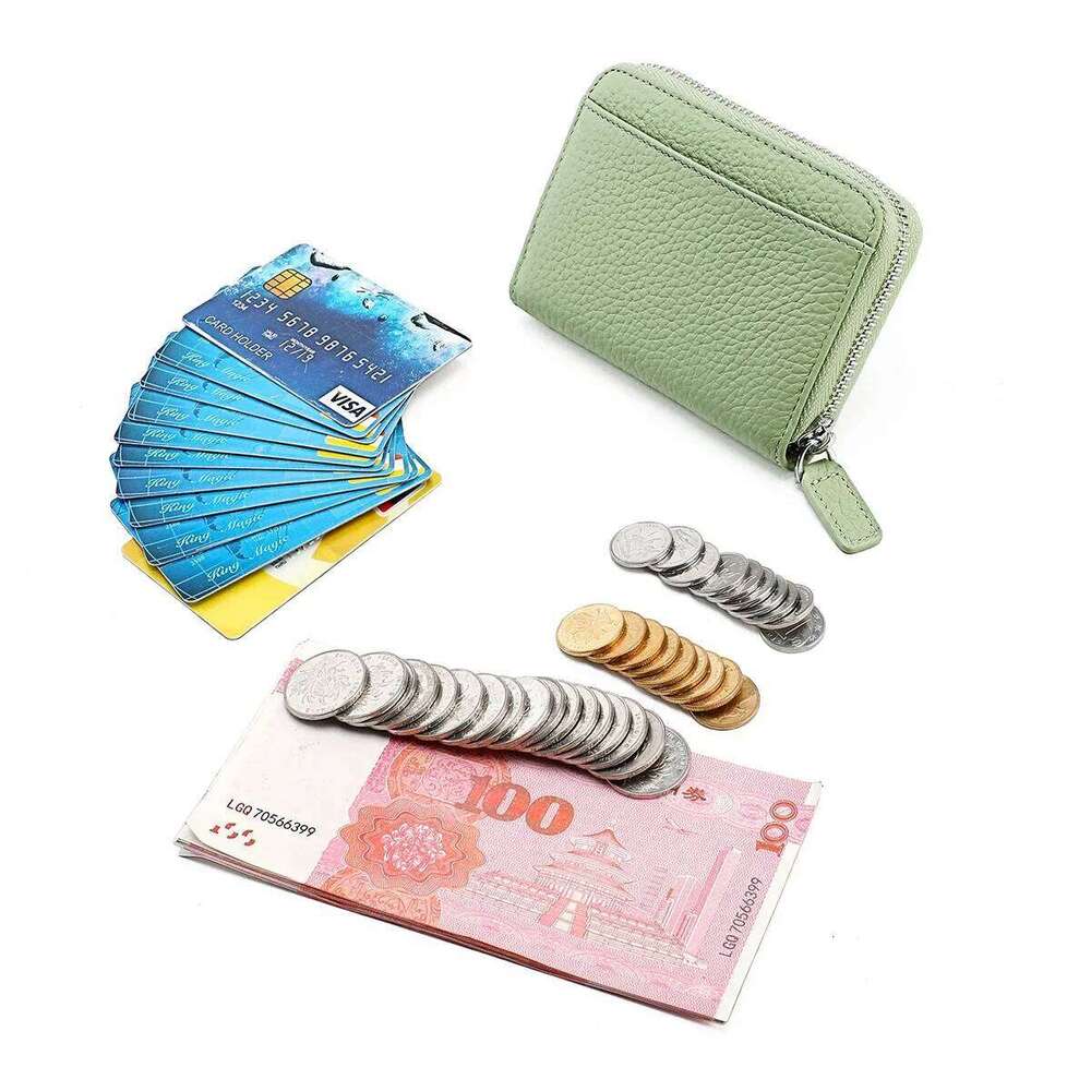 Leather RFID Holder Luxury Women's Zipper Change Pouch for Female Credit ID Bank Card Wallet Woman Coin Purse Y260206