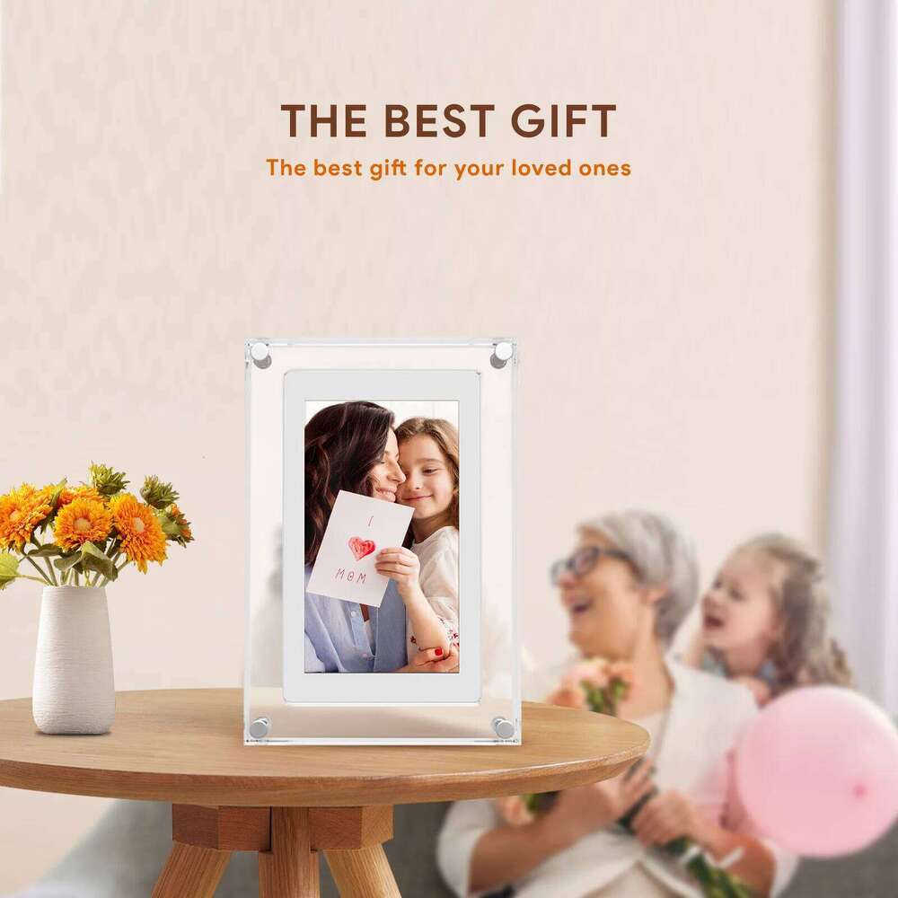 Acrylic Digital Photo Frame 5 Inch 1000mAh IPS Screen 4G Memory Volume button Speaker Type C Cut Gift for Loved Porta Retrato S260205