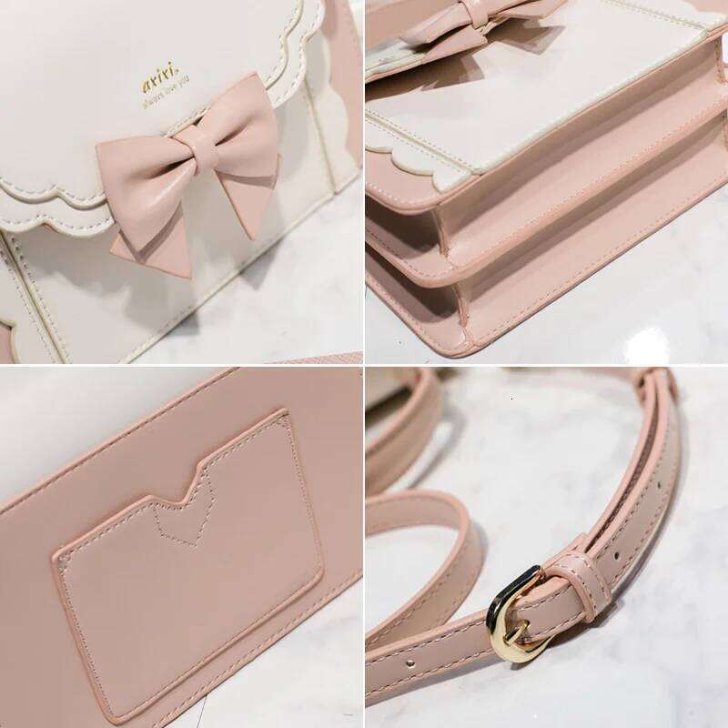 JIAERDI Lolita Bow Square Messenger Women Harajuku Handle Uniform Pink Hand Bag Female Sweeet Jk Crossbody Bags Aesthetic Y260205