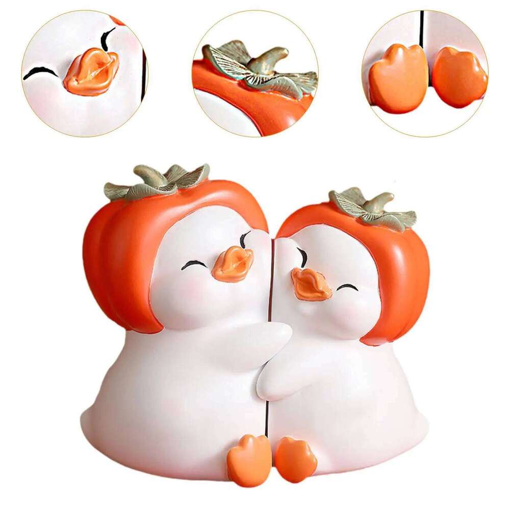 Resin Cartoon Couple Ducks Figurine Valentine's Day Gift Desktop Decoration for S260204