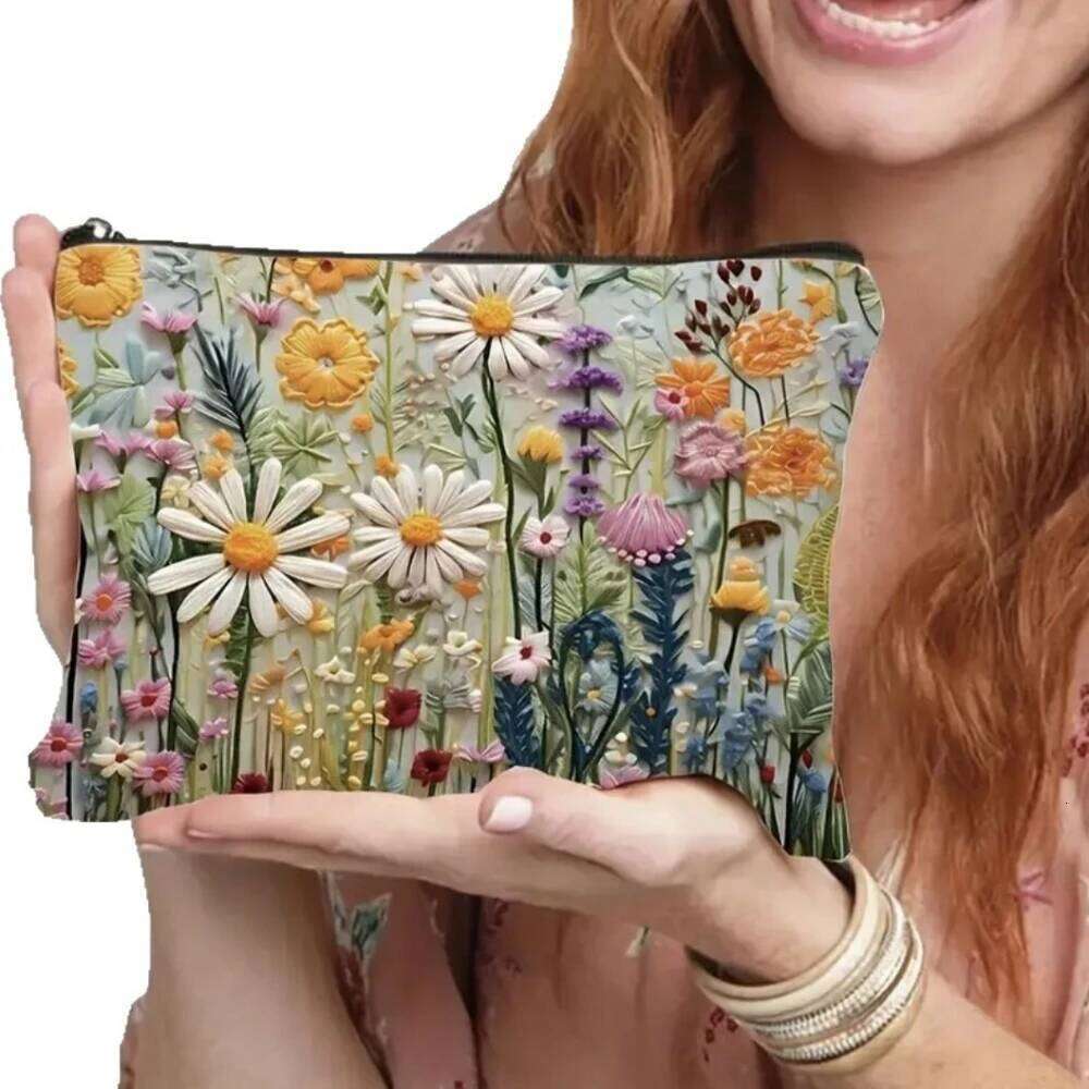 Wholesale Floral Double-sided Printed Makeup Pouch Travel Organizer Handbag Linen Women Cosmetic Storage Bag For Gift Y260206