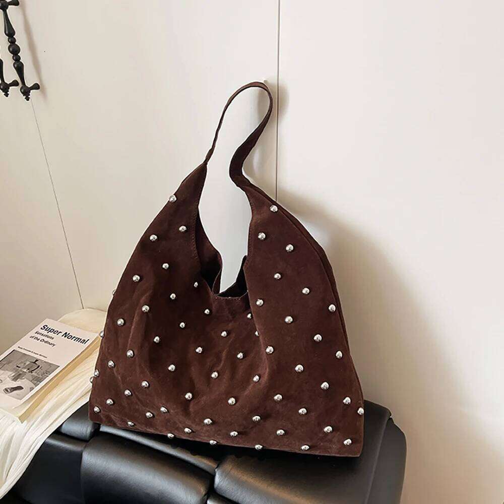 Women Burgundy One Shoulder Bag Fashion Personalized Rivet Frosted Pu Underarm Bags Buckle Versatile All-Match Tote Handbags Y260205