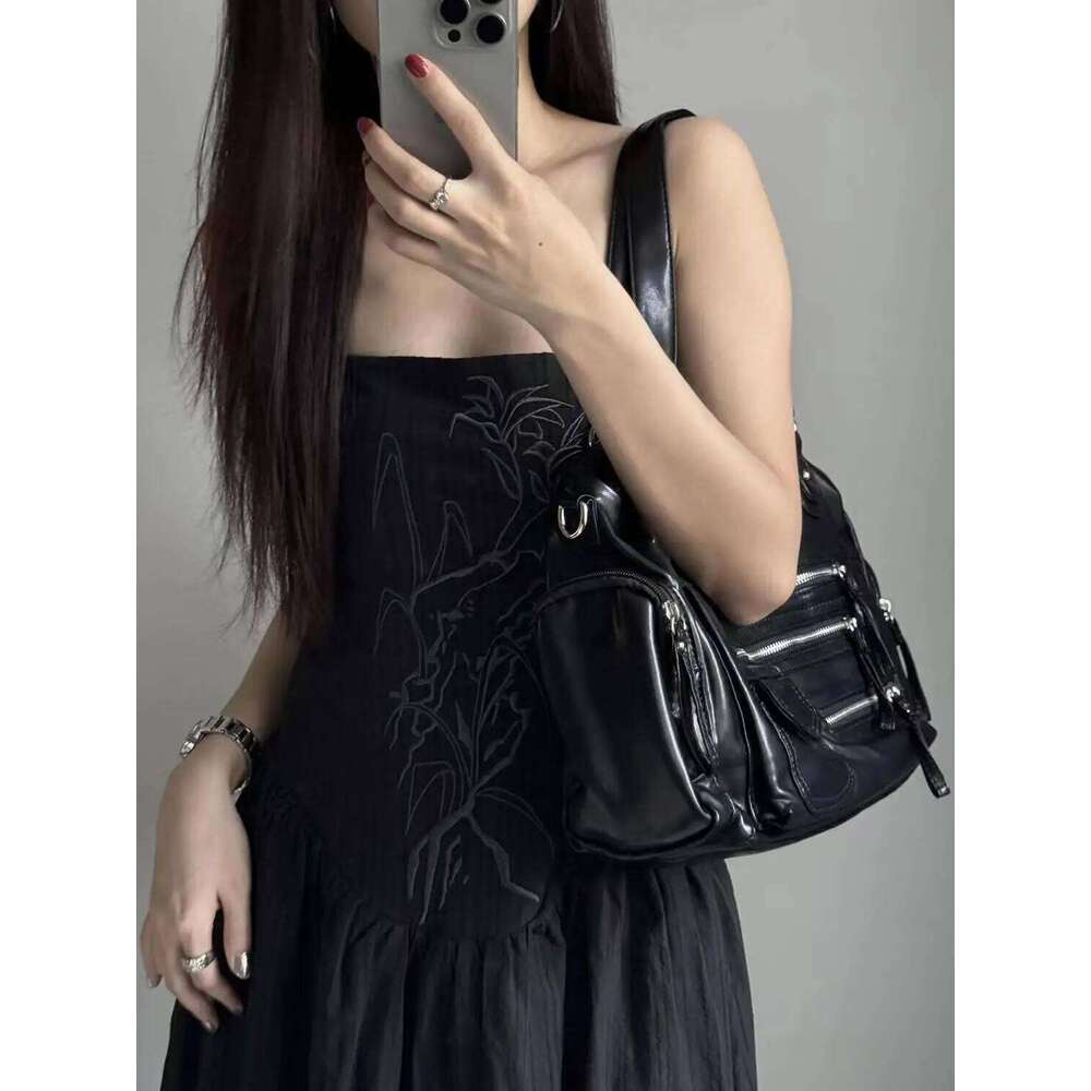 JIAERDI Vintage Black Shoulder Purse Women High Street Pocket Chic Y2k Handbag Female Harajuku Casual Crossbody Bags 2025 Y260205