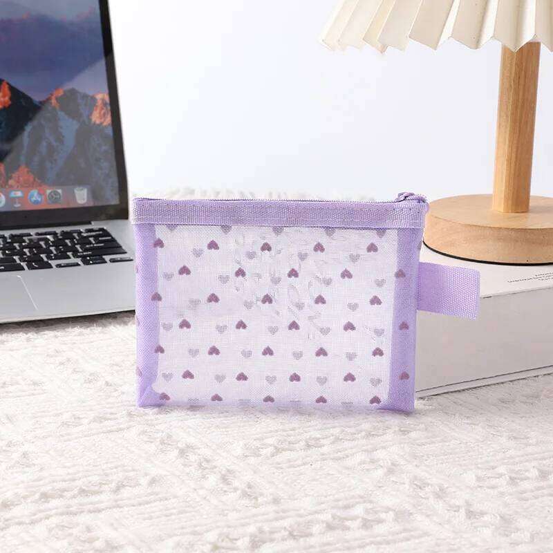 Mini Transparent Heart Cosmetic Women Portable Lipsticks Makeup Storage Pouch Handbag Clear Ctue Small Nylon Make Up Bag Y260206