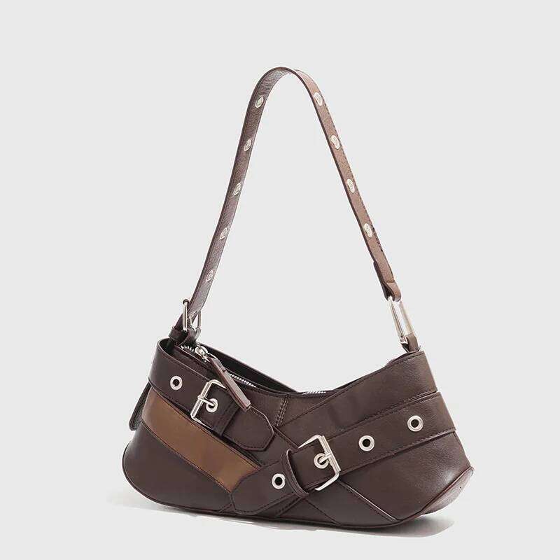 Vintage Belts Deco Women Shoulder Bags Armpit Punk Motorcycle Bag Luxury Pu Leather Lady Handbag Z260207 - view 7