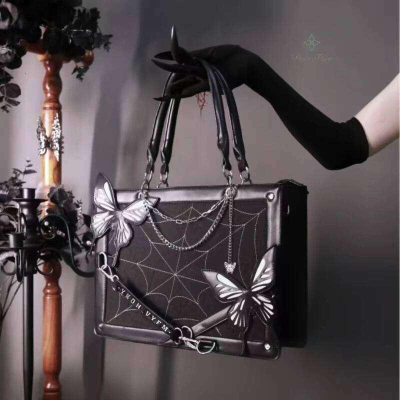 Y2K Labyrinth Butterfly Spider Web Letter Chain Handbags DIY Transparent Ita Lolita Gothic Tote Vintage Fashion Shoulder Bag Z260207 - view 4