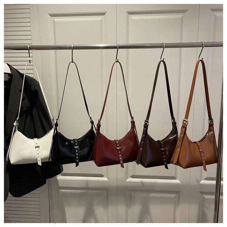 Autumn Vintage PU Hobos Shoulder Bags for Women Versatile Belt Design Ladies Crossbody Bag Simple Solid Color Female Handbags Y260205