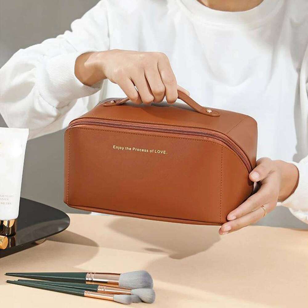 PU Handheld Waterproof Multi functional Pillow Makeup Portable Large Capacity High Beauty Washroom Travel Storage Bag Y260206