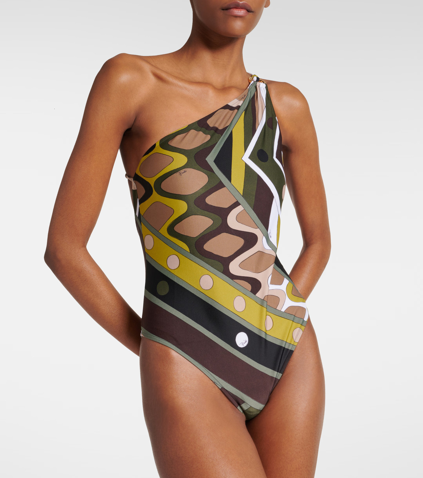 2025 Womens Hollow Out One-piece Swimsuits And Skirt Geometry Print Sexy Bikini Fashion Beach Bathing Suit 250521