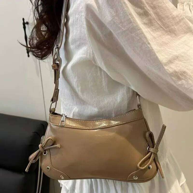 Y2k Women's New Style, Fashionable High-end Bow Underarm Bags, Versatile and Simple Single Shoulder Handbag Y260205