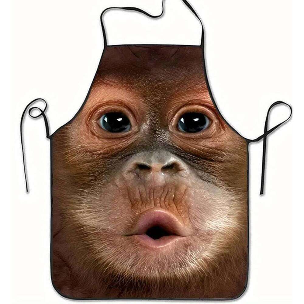 Gorilla Cubs Close-Up Face Print Sleeveless Polyester Apron for Home Kitchen Baking Work and Stylish Design S260205 8d4