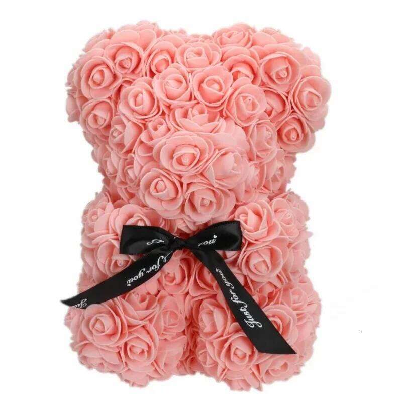 Romantic Valentine's DayCreative Eternal Christmas Rose Hug Bear Wedding Flower Decoration Gift S260204