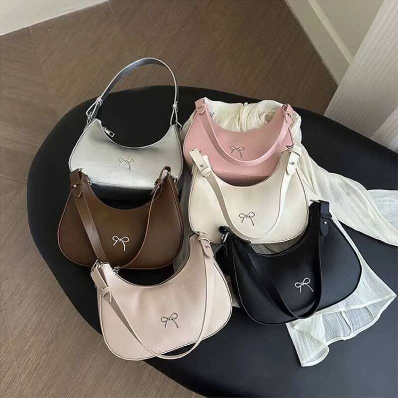 Bowknot Armpit Korean Underarm Luxury PU Leather Y2K Handbag Girls Shoulder Bag Clutch Purse Bolsa Feminina 2026 Y260205