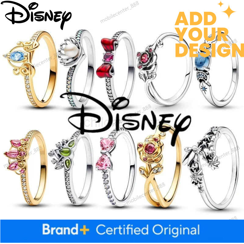 DISNEY custom Classic Disney Princess Romantic Valentines Day Series Rose Rings Suitable for Womens DIY Jewelry Gifts W20250704