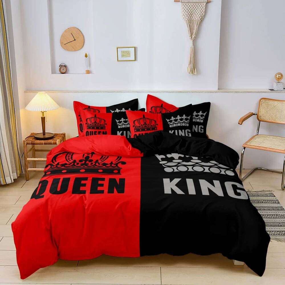 3pcs Set Queen King Heart Digital Print Can Be Used As Holiday Gifts 1 Duvet Cover + 2 * Pillowcase, No Quilt XJ260206