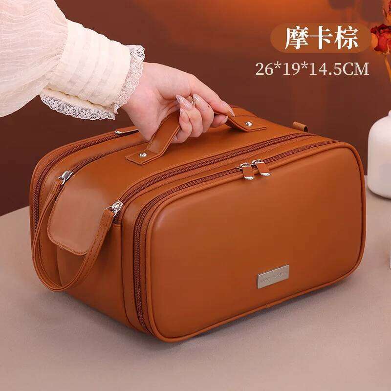 Large Capacity Women's Makeup Bag Multiple Compartments Waterproof Travel Cosmetic Organizer with Brush Holder Y260206